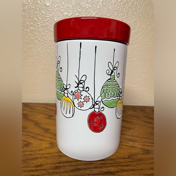 New Christmas ORNAMENTS Ceramic Canister 8” Tall - Picture 1 of 8
